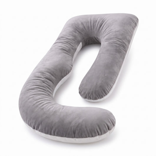 Sleepy Miles kids' car pillow in gray with a white underside