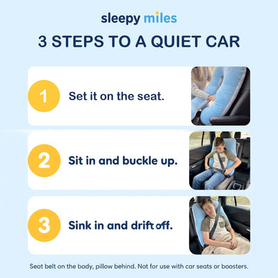 How to set up the Sleepy Miles pillow on the back seat in three steps